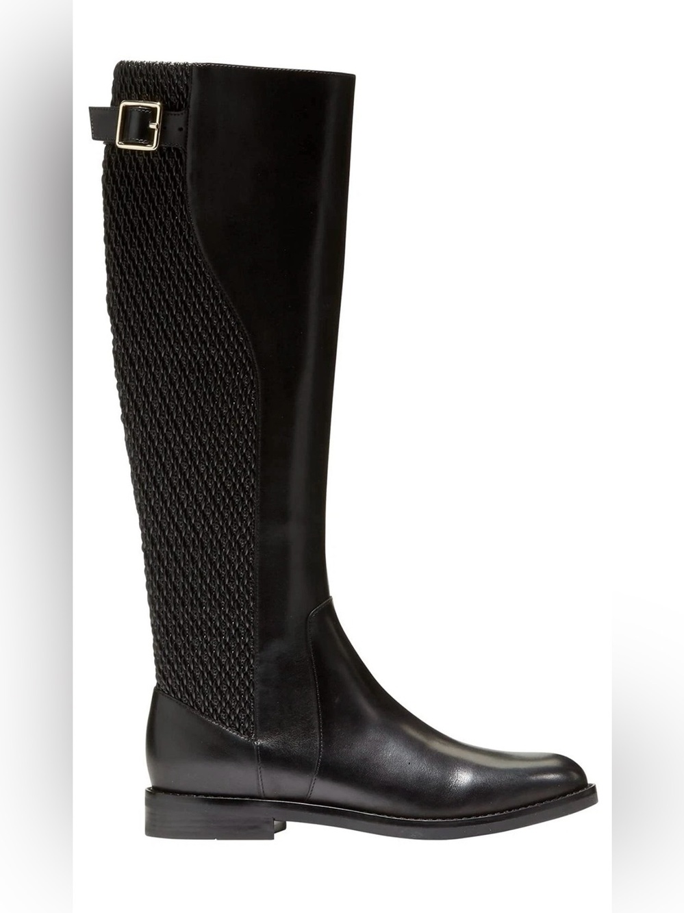 Cole Haan Black Over-the-Knee Riding Boots with Textured Back Panel